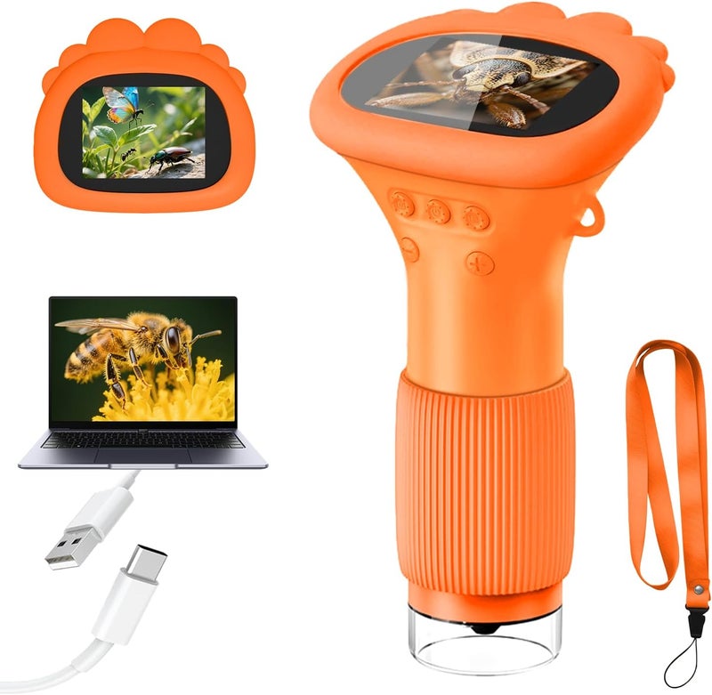 Acoath Microscope for Kids, 1000X Handheld Digital Miniscope with 2.0" Screen, Portable Pocket Microscope Education Toys Christmas Gifts for Age 3 4 5 6 7 8 9 10 Girls Boys - Image 1